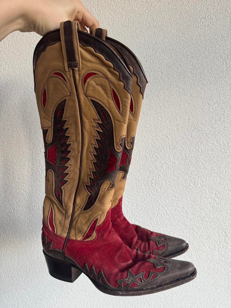 Sendra donker rode western stijl echt leren laarzen, Hoge laarzen, Sendra, Ophalen of Verzenden, Zo goed als nieuw