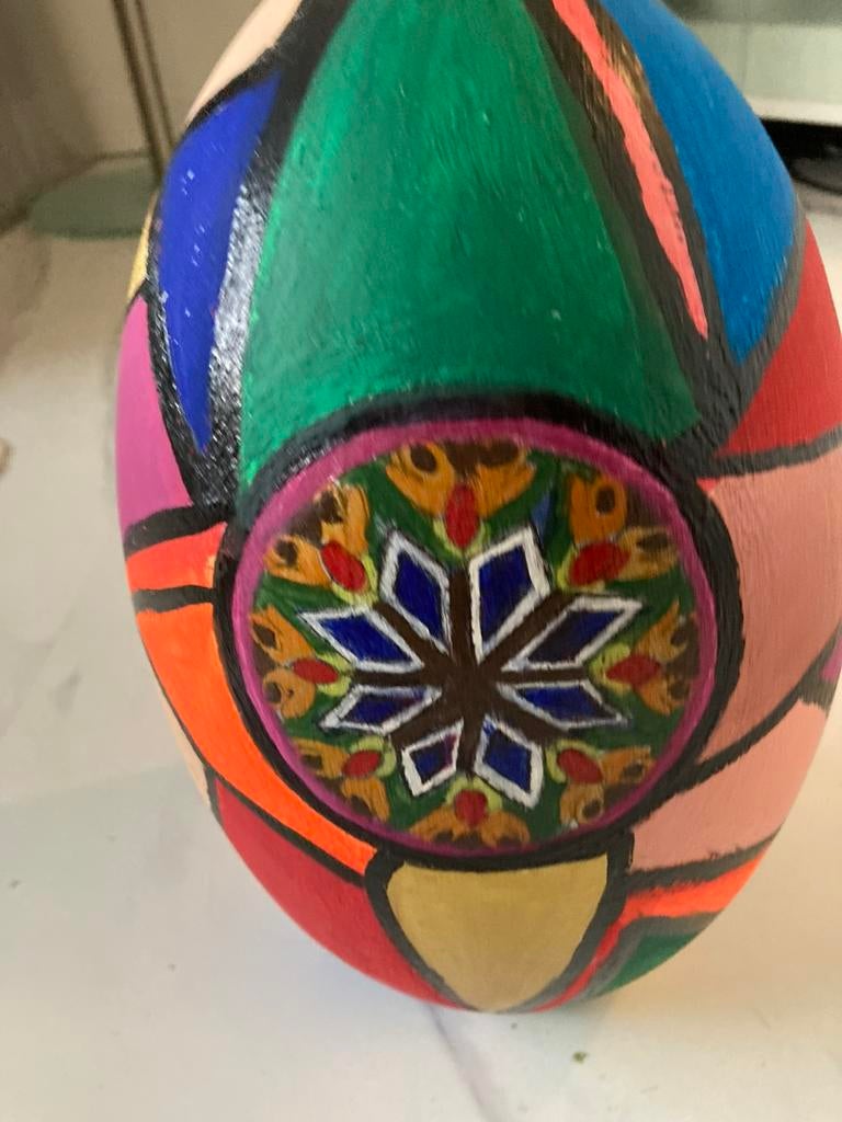 Uniek Handpainted stenen ei . H. 25 cm., Ophalen of Verzenden, Zo goed als nieuw