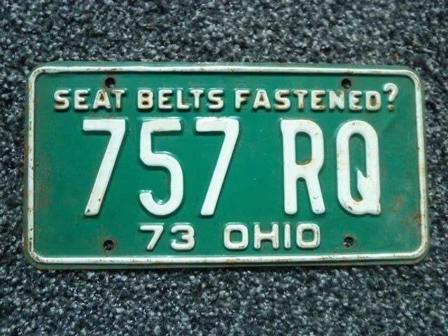 Kentekenplaat licenseplate Ohio 1973 USA, Verzamelen, Verzenden, Gebruikt, Auto's