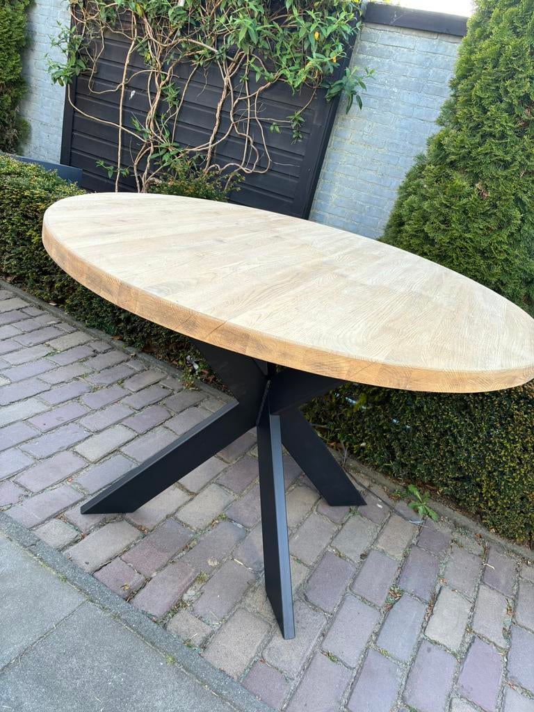 Ronde eettafel, Ophalen, 100 tot 150 cm, Rond, Zo goed als nieuw