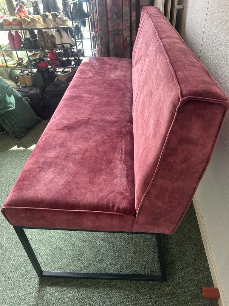 Eetkamerbank Goossens, wijnrood / bordeaux rood / paars, Huis en Inrichting, Minder dan 75 cm, 150 tot 200 cm, Driepersoons, Leer