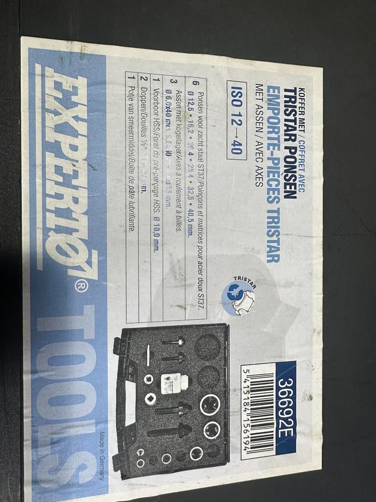 Tristar ponsen set. Staal ponsen. Gaten maker, Doe-het-zelf en Verbouw, Gereedschap | Overige machines, Ophalen, Zo goed als nieuw