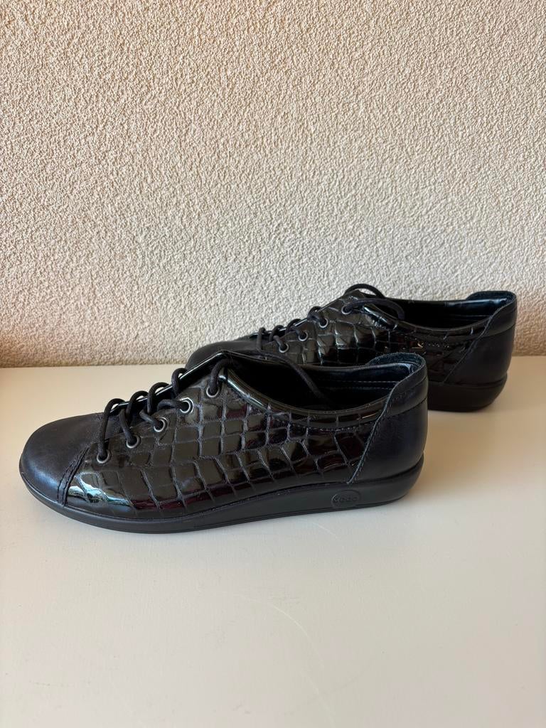 ECCO Zwarte Lakleren Sneakers Maat 38, Kleding | Dames, Schoenen, Ophalen of Verzenden, Zo goed als nieuw, Zwart, Sneakers of Gympen