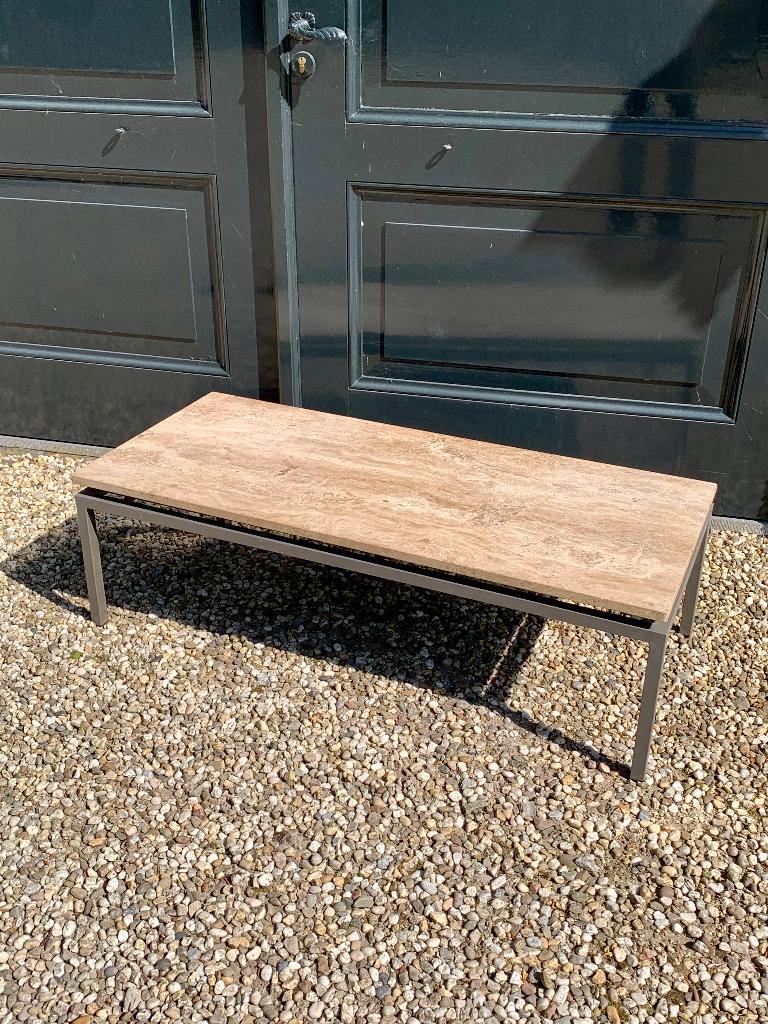 Jaren 60 travertin salontafel, Ophalen, Gebruikt, 100 tot 150 cm, Overige materialen
