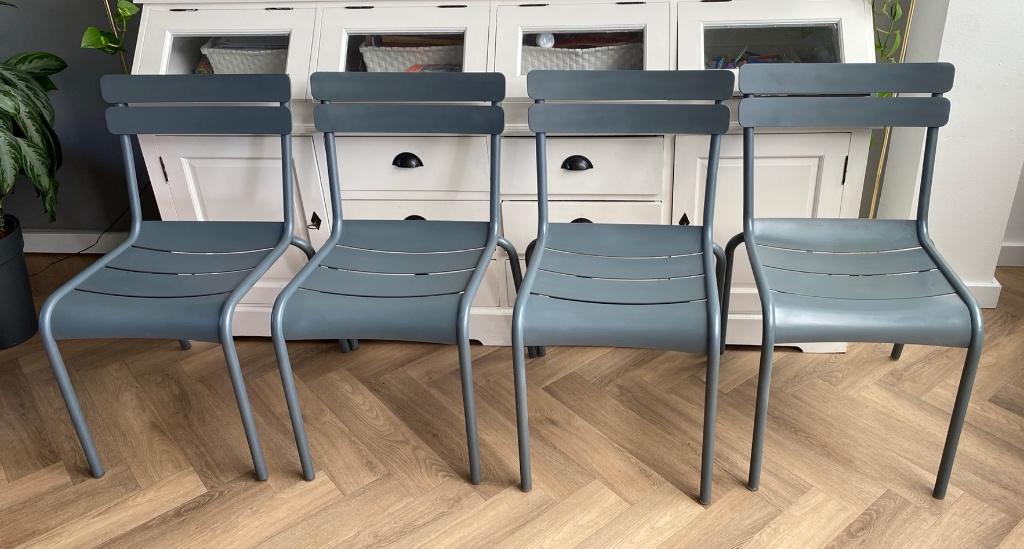 4 Fermob stoelen, Tuin en Terras, Tuinstoelen, Ophalen, Gebruikt, Metaal, Stapelbaar