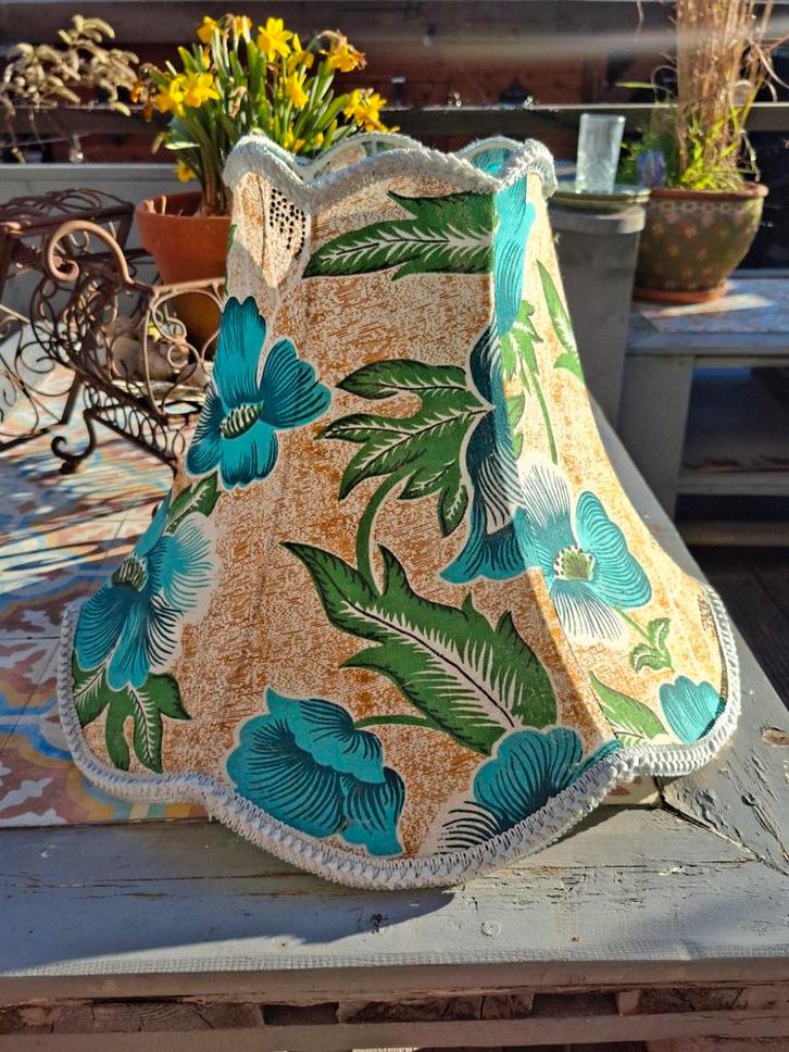 Vintage Retro Lampenkap Kelk Loods5 met Bloemenpatroon, Huis en Inrichting, Lampen | Lampenkappen, Gebruikt, 25 tot 50 cm, Overige vormen