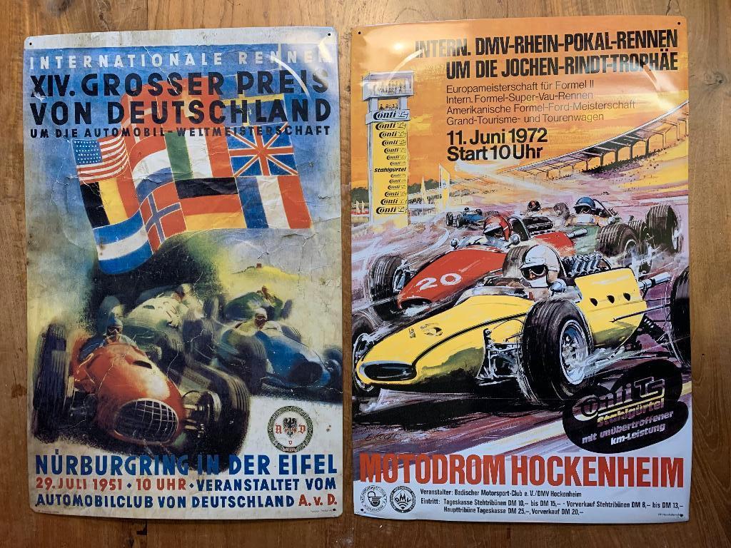 Vintage metalen poster Grand Prix Formule 1 Duitsland, Ophalen, Zo goed als nieuw, A1 t/m A3, Sport