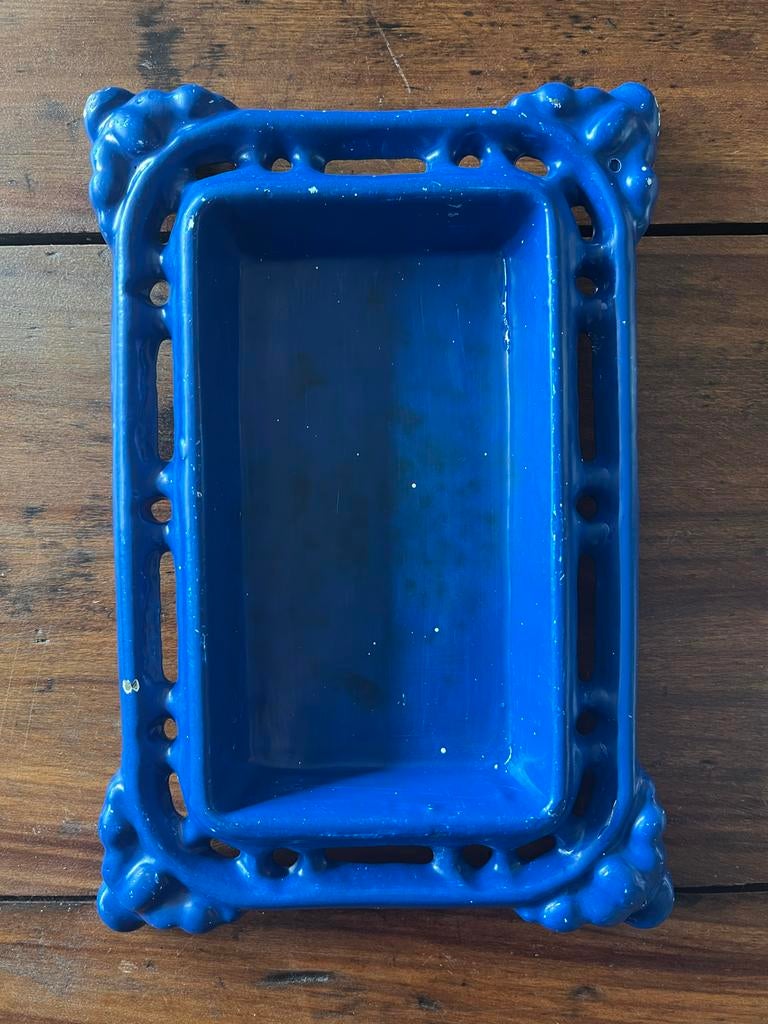 Prachtige Franse Brocante Kwispedoor - Decoratief Blauw, Antiek en Kunst, Ophalen of Verzenden