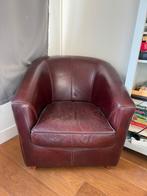 Luxe Bordeauxrode Leren Fauteuil - 80 cm diep, Huis en Inrichting, Fauteuils, Ophalen, Gebruikt, Leer, 75 tot 100 cm
