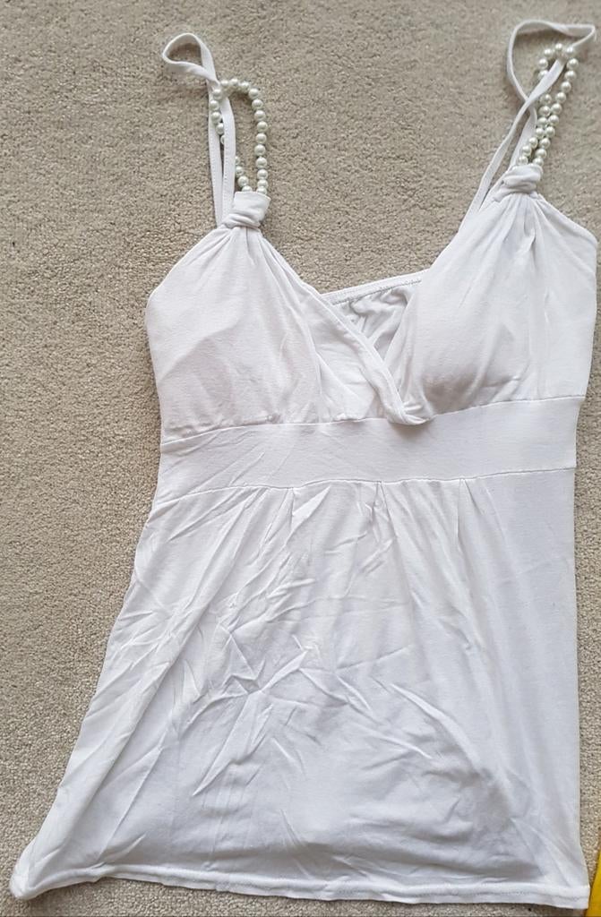 Topje wit maat xs maat s zomer topjes met kraaltjes sexy, Verzenden, Maat 34 (XS) of kleiner, Wit, Zonder mouw