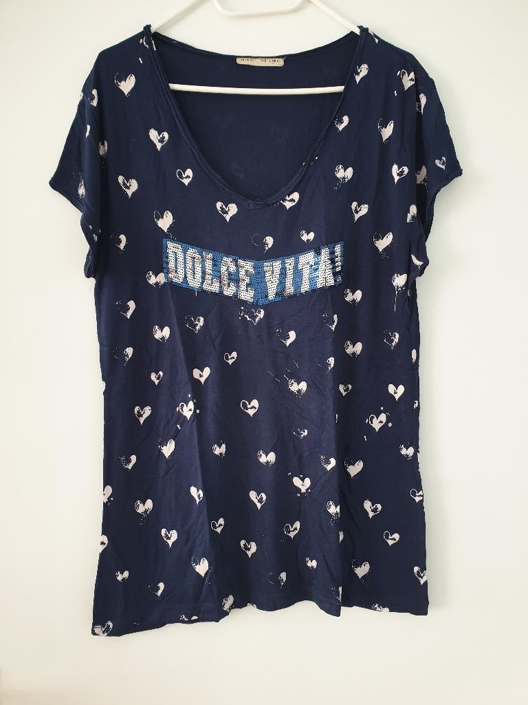 Top Bridget the label XL, Ophalen, Blauw, Maat 46/48 (XL) of groter, Korte mouw