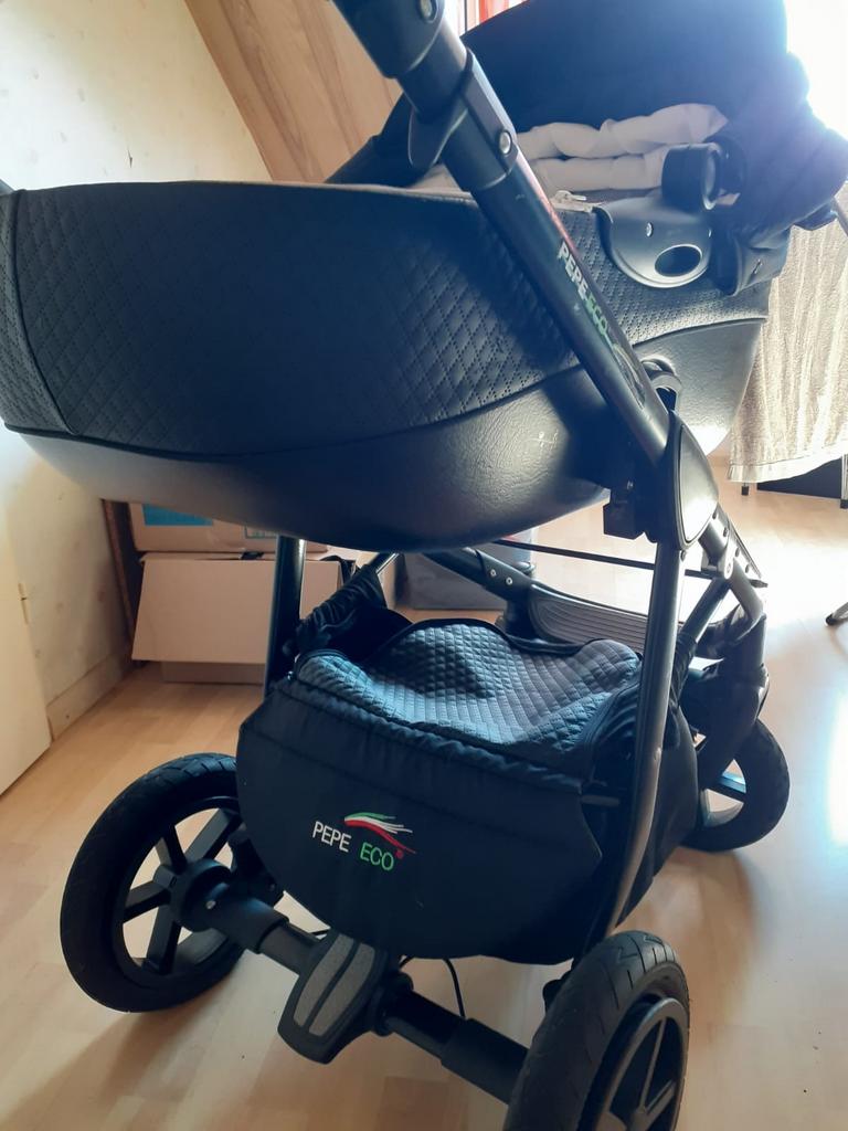 Pepe Eco Kinderwagen - Zwart met Reiswieg, Gebruikt, Ophalen of Verzenden, Met reiswieg, Kinderwagen