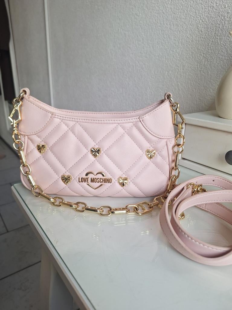 Love Moschino Roze Tasje met Gouden Details, Ophalen of Verzenden, Zo goed als nieuw, Roze, Schoudertasje