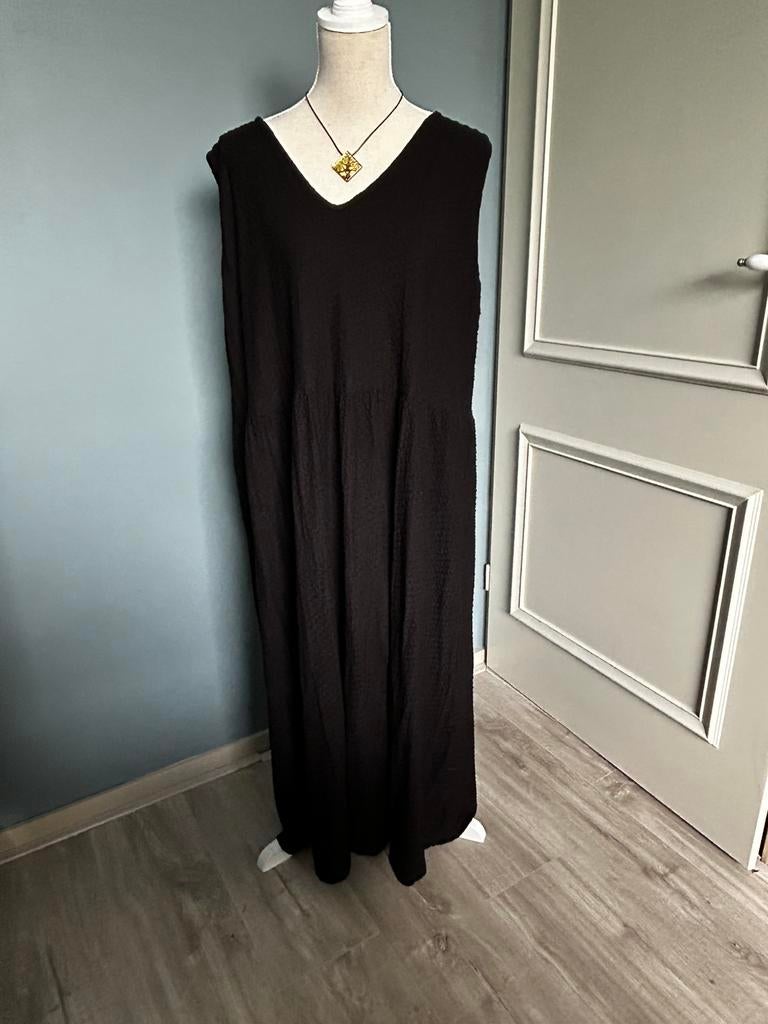Yoek zwarte lange jurk stretch stof maat 54-56, Kleding | Dames, Ophalen of Verzenden, Zo goed als nieuw, Zwart, Jurk