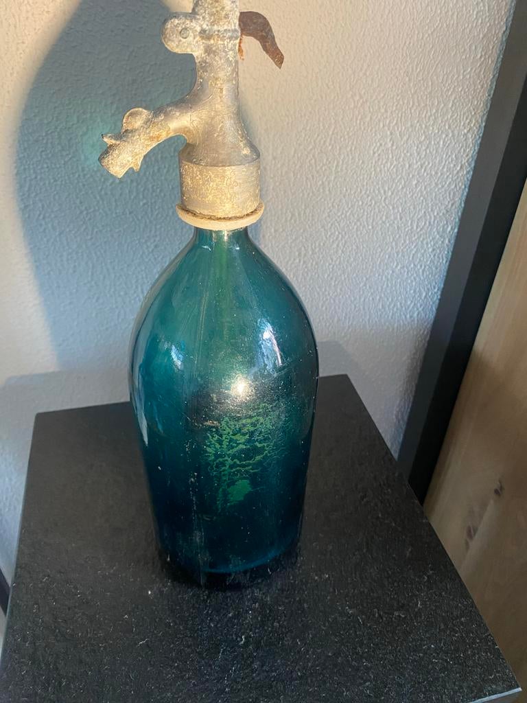 Oude blauwe sifonfles, Antiek en Kunst, Ophalen