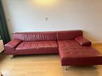 Rode leren hoekbank, Ophalen, 250 tot 300 cm, Gebruikt, Hoekbank