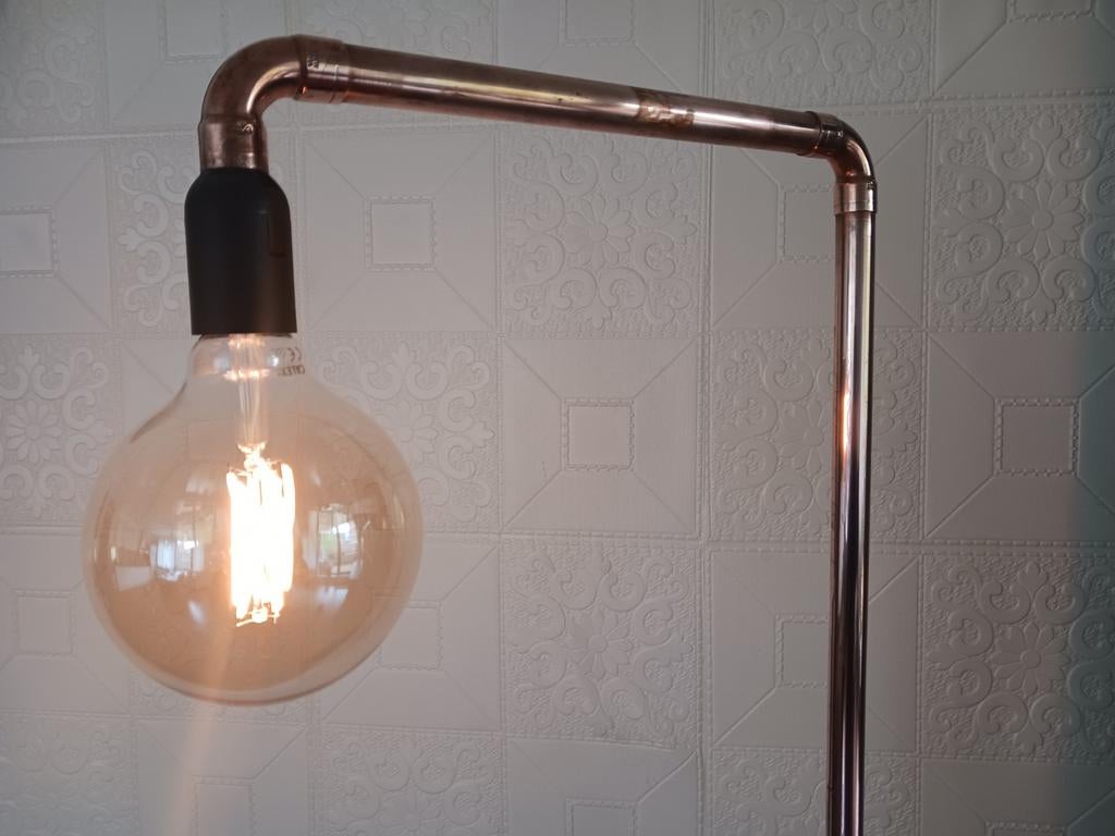 TK: Staande lamp 180cm Koper en Calex smartled, Ophalen, Minimalistisch, industrieel, Zo goed als nieuw, Metaal