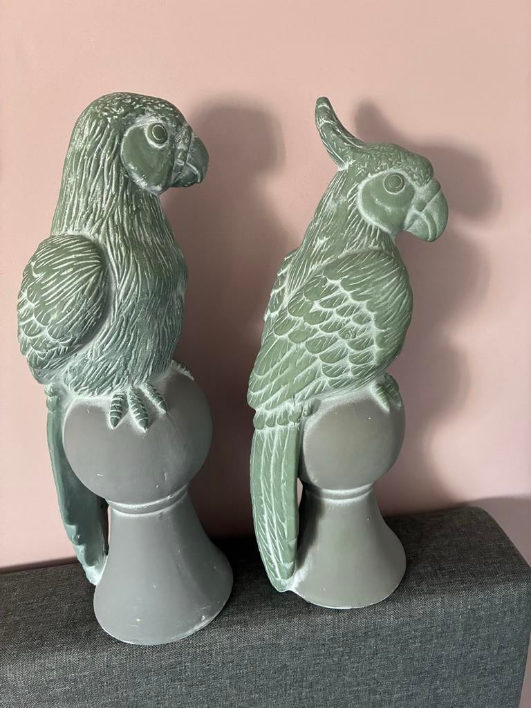 Decoratieve papegaaien beelden - set van 2, Ophalen, Handgemaakt, 20 - 50 cm, Steen of Keramiek