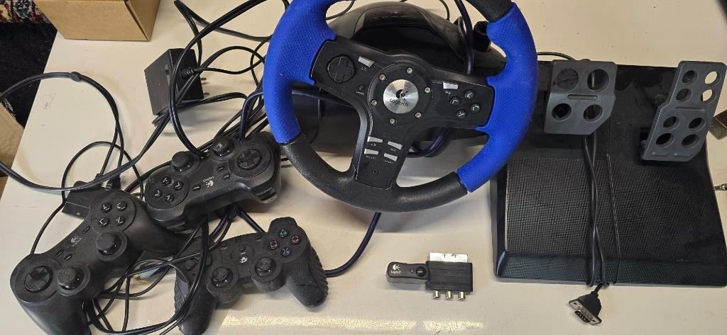 logitech racestuur-pedalen 3 controllers playstation 2, Ophalen, Gebruikt, Stuur of Pedalen, PlayStation 2