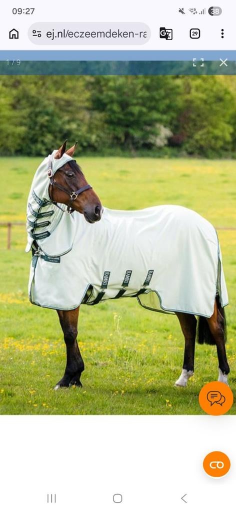Eczeemdeken Rambo Sweet Itch Hoody Full Neck Lichtgroen, Dieren en Toebehoren, Ophalen of Verzenden