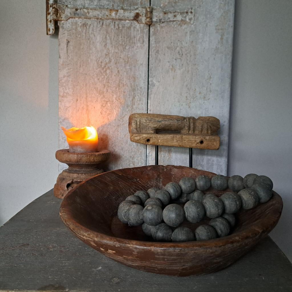 Landelijke houten schaal poer kandelaar ornament *Etage3*, ., Ophalen of Verzenden, Zo goed als nieuw, .