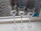Set van 3 glazen waxinelichthouders op melkvoet, Huis en Inrichting, Woonaccessoires | Kandelaars en Kaarsen, Ophalen of Verzenden