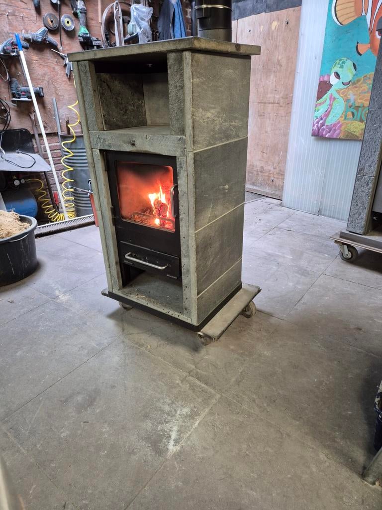 Speksteen kachel 6 kw met gratis bodem plaat en haardset, Huis en Inrichting, Kachels, Ophalen, Gebruikt, Hout, Houtkachel