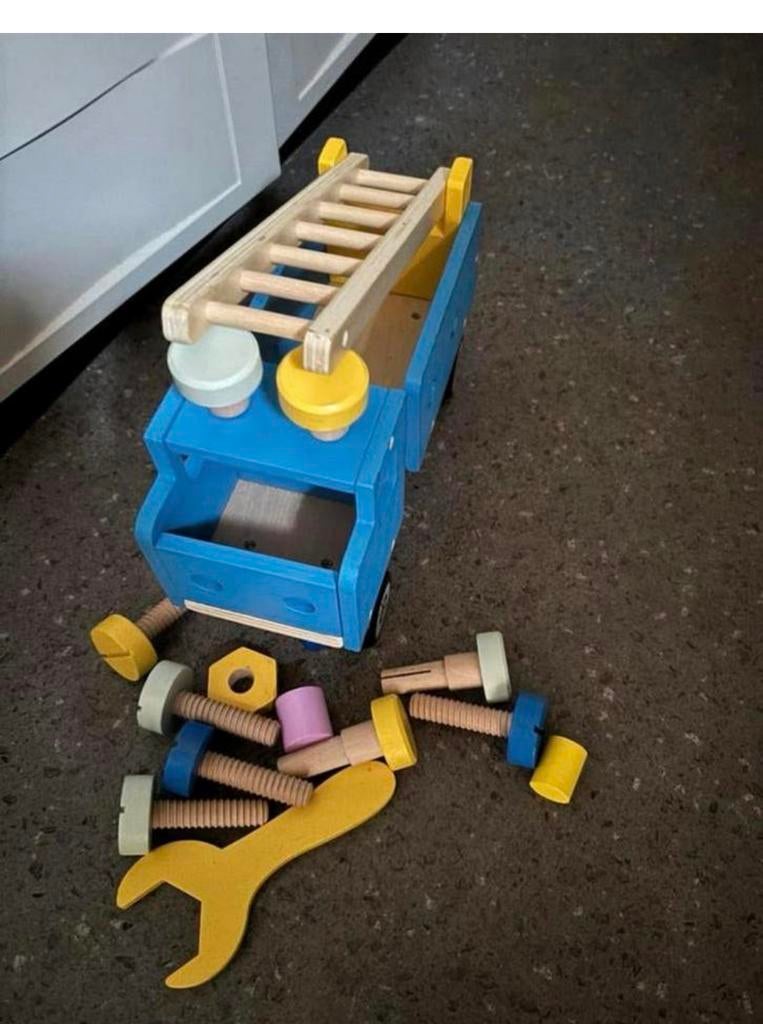 Houten Constructie Auto HEMA - Brandweerwagen, Kinderen en Baby's, Speelgoed | Houten speelgoed, Ophalen of Verzenden, Gebruikt