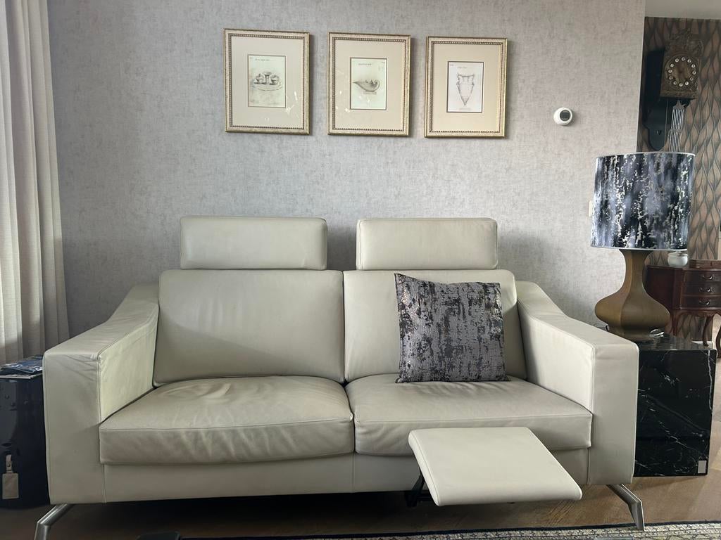 3 delig modern bankstel leder/ inklap-voetenbank/hoofdsteun, Ophalen, Modern design, Gebruikt, Overige maten