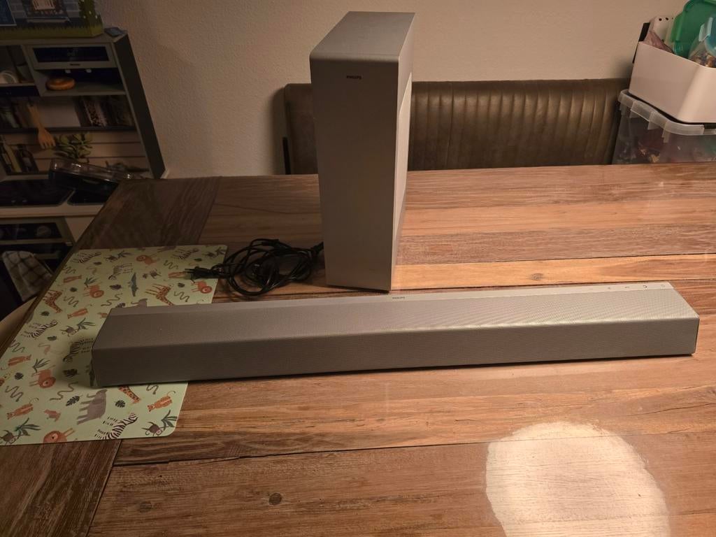 Philips TAB8505 Soundbar Zilver met Subwoofer, Ophalen of Verzenden, Bluetooth, Zo goed als nieuw