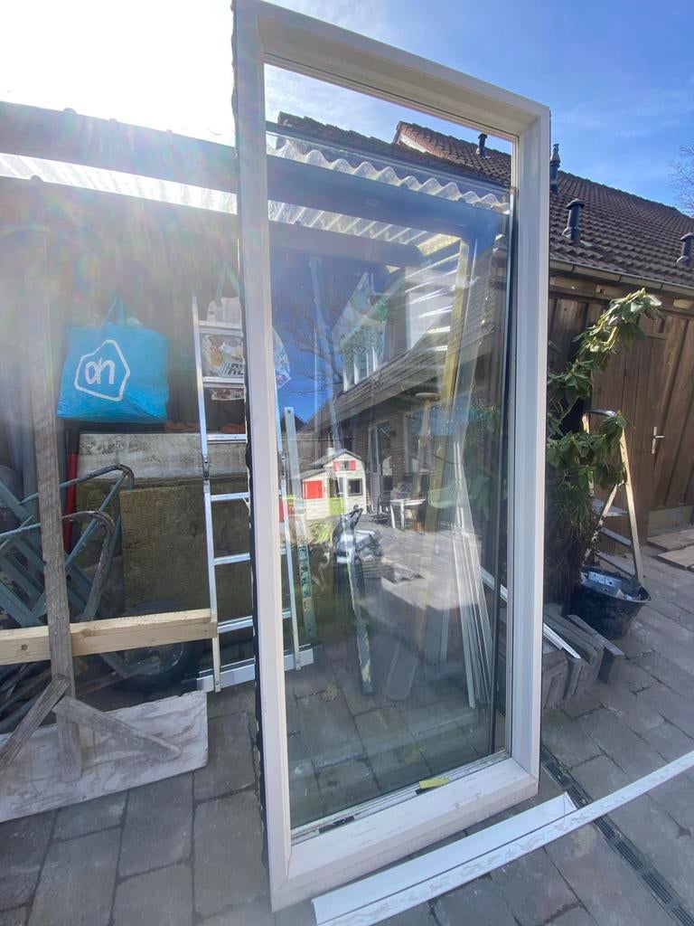 Kunststof kozijn 220x90cm RAL 9001 met glas en toebehoren, Doe-het-zelf en Verbouw, Glas en Ramen, Ophalen, Gevelraam of Ruit