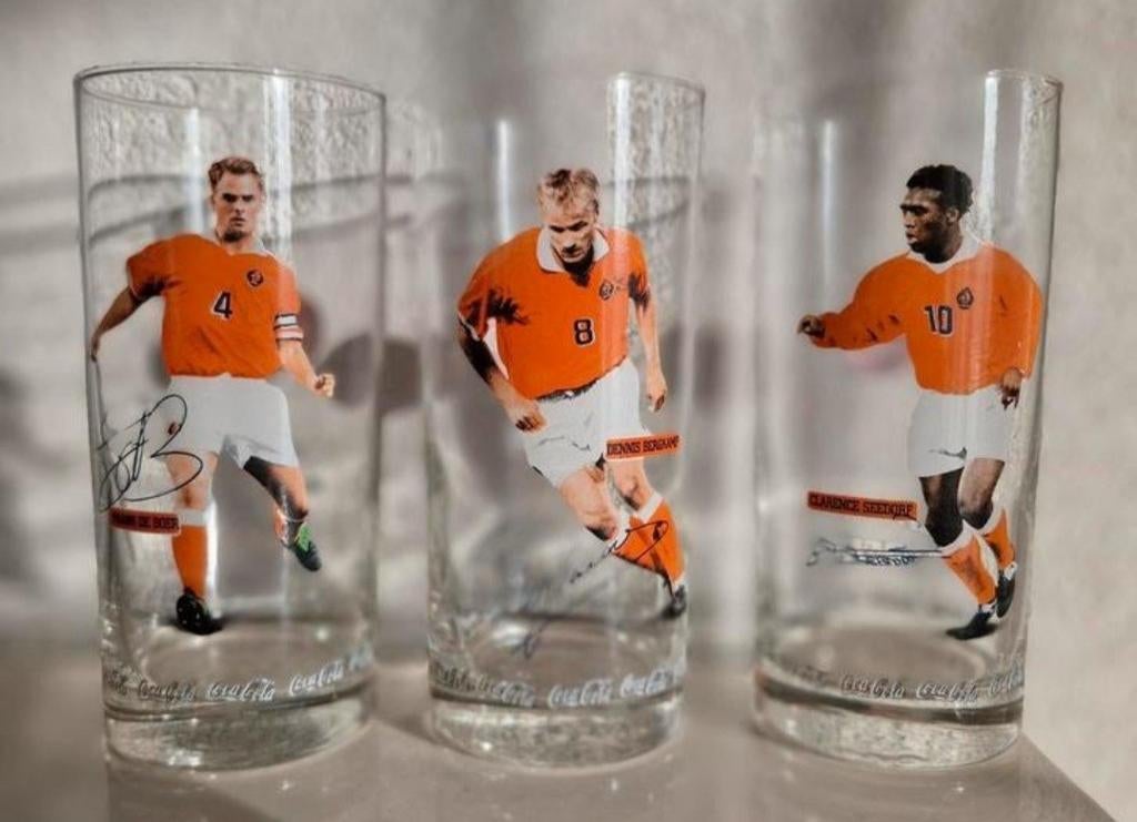 Drie Coca Cola glazen WK 98, Ophalen of Verzenden, Zo goed als nieuw, Frisdrankglas
