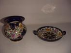 Regina Gouda plateel keramiek schaal en vaas jr.1945. Agnes., Blauw, Aardewerk of Porselein, Ophalen of Verzenden, Zo goed als nieuw