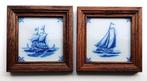 Oude Makkum WandTegels handgeschilderd schepen zeilen blauw, Antiek en Kunst, Antiek | Wandborden en Tegels, Ophalen of Verzenden