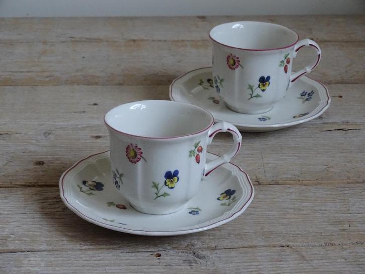 2x Kop-en-schotel, Villeroy & Boch PETITE FLEUR, gaaf, Antiek en Kunst, Antiek | Servies los, Ophalen of Verzenden