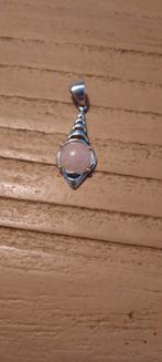 Antiek, 925 zilveren hangertje met rozenkwarts, Ophalen of Verzenden, Zilver, Hanger, Met edelsteen