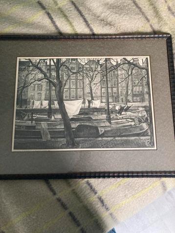 Leuke litho van dobbenburgh  1933  amsterdamse gracht  beschikbaar voor biedingen