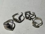 Lot van 4 verstelbare Zilveren Moderne Ringen, Sieraden, Tassen en Uiterlijk, Gebruikt, Ophalen of Verzenden, Dame, Zilver