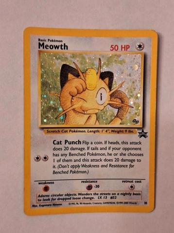 Jaren 90 Meowth black star promo holo Pokemon kaart beschikbaar voor biedingen