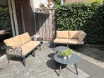 Luxe Loungeset met Zandbruine Kussens, 4 zitplaatsen, Kunststof, Gebruikt, Ophalen of Verzenden