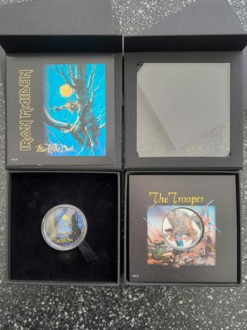 Zilveren munten Iron Maiden The Trooper&Fear Of The Dark beschikbaar voor biedingen