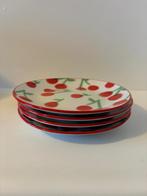 Vier gebaksbordjes met kersen print, Ophalen, Zo goed als nieuw, Bord(en), Overige stijlen