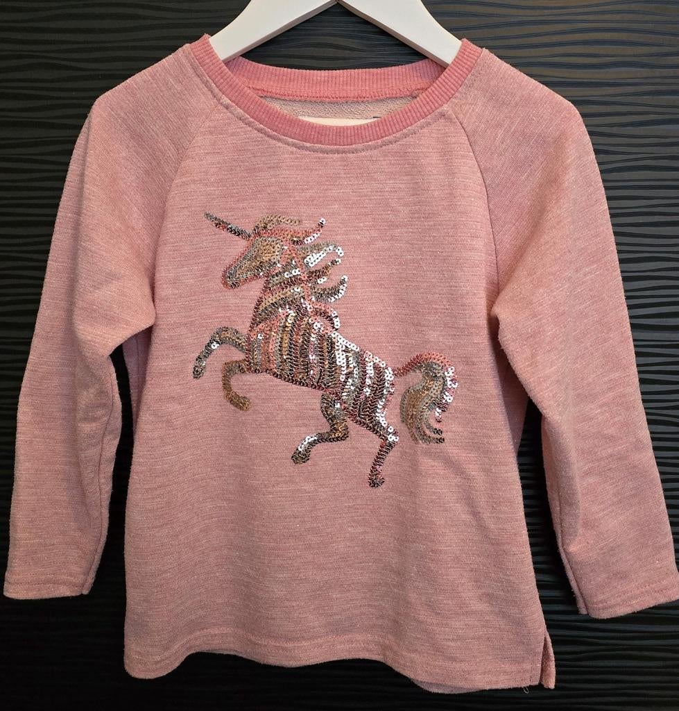 Roze trui met pailletjes eenhoorn maat 116, Meisje, Trui of Vest, Ophalen of Verzenden, Zo goed als nieuw