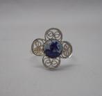 Zilveren vintage ring delfts blauwe steen maat 18 nr.867, 18 tot 19, Verzenden, Zo goed als nieuw, Dame
