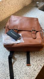 Nieuw cognac Burkely leren laptop rugtas + powerbank, Ophalen of Verzenden, Zo goed als nieuw, Bruin
