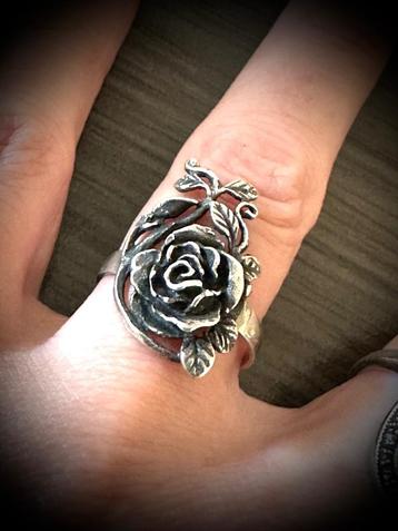 Prachtige zilveren ring 925 zilver roos bloemen sieraad mooi beschikbaar voor biedingen