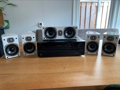 Onkyo TX NR 535 wifi+ quadral chromium style 5.0 speakerset., Audio, Tv en Foto, Home Cinema-sets, Zo goed als nieuw, Overige merken