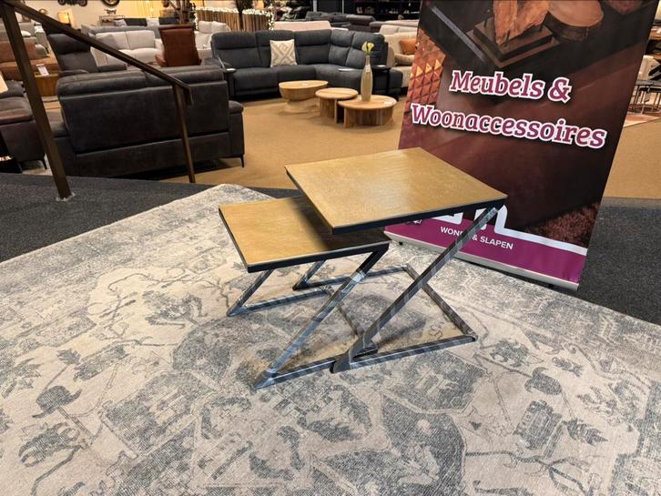 Salon/bijzettafels 2-Delig Z-Vorm € 79,- Goud/Enschede, Huis en Inrichting, Tafels | Salontafels, Nieuw, Minder dan 50 cm, 50 tot 100 cm