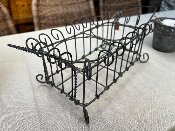 Draadijzeren mandje, bloembakje waxinehouder zink, Huis en Inrichting, Woonaccessoires | Overige, Gebruikt, Ophalen