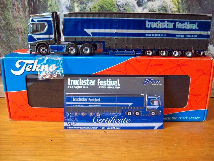 Tekno - Scania R 730 - V8 - Truckstar Festival 2017 -  15, Hobby en Vrije tijd, Modelauto's | 1:50, Zo goed als nieuw, Bus of Vrachtwagen